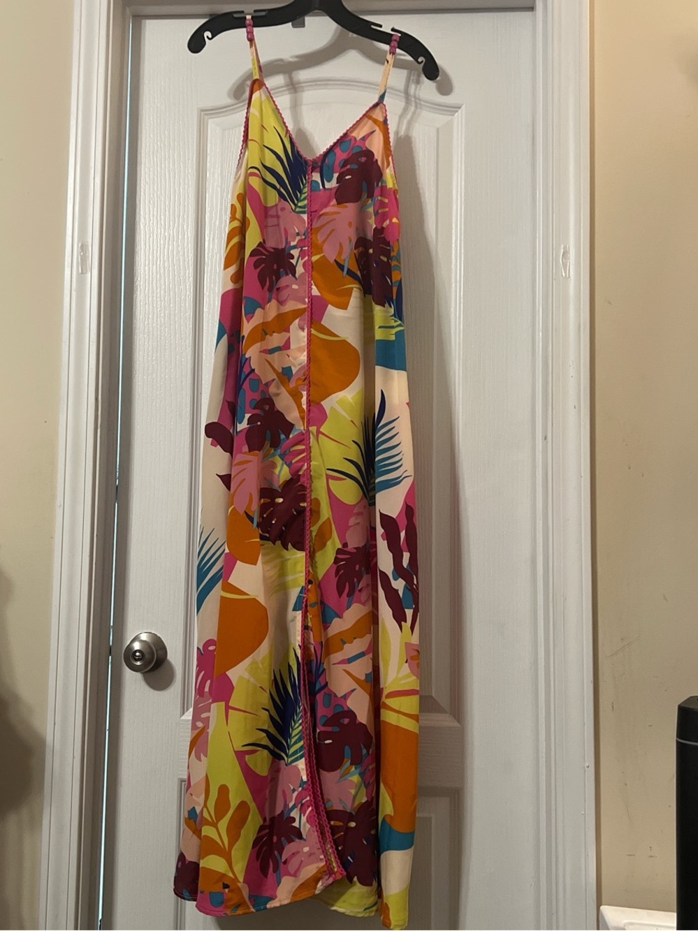 Med Blue & Pink Tropical Slip Dress True Destinations Resort Wear Cruise Island